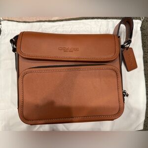 Coach Men's Tan Leather Crossbody Bag
